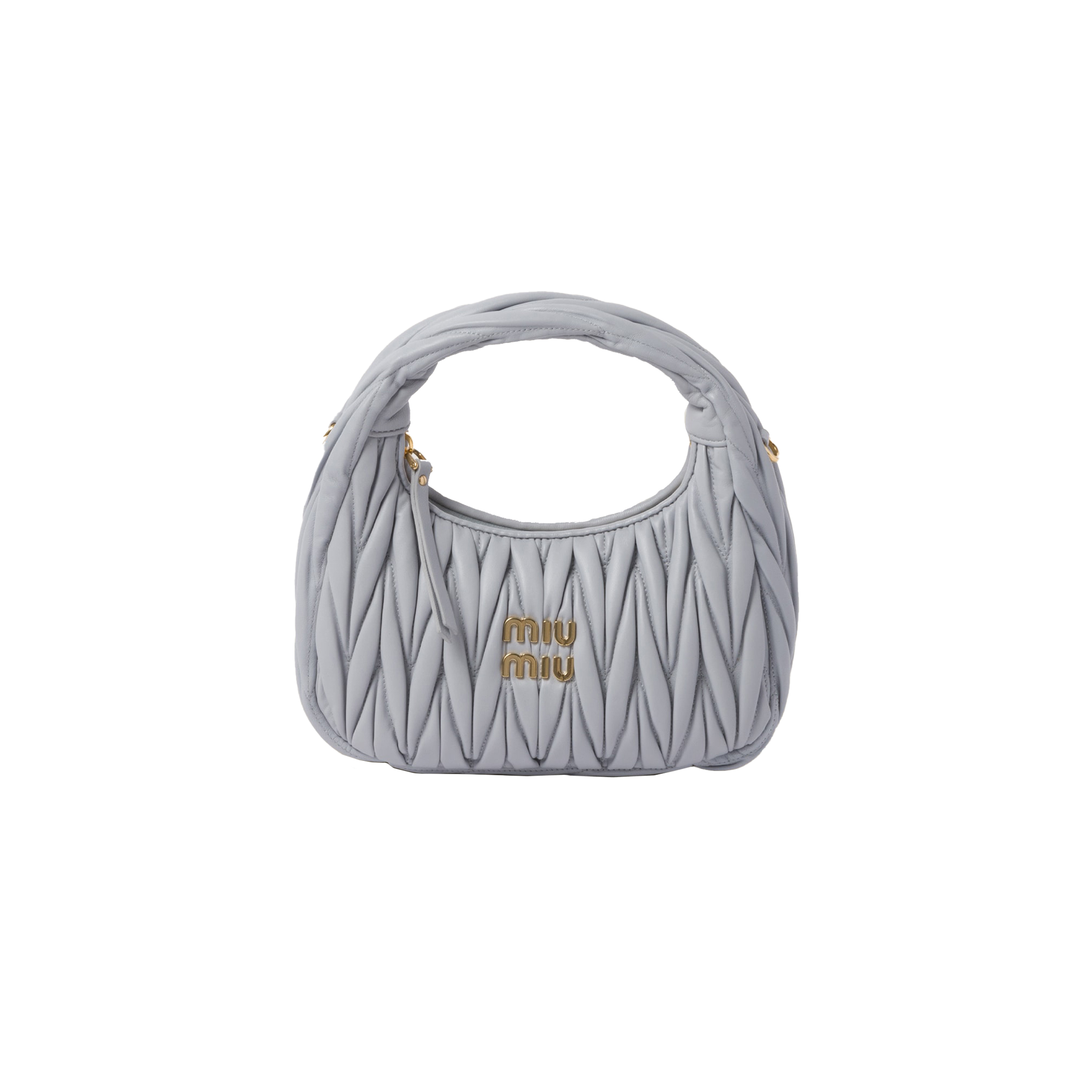 MIU MIU WANDER MATELASSÉ NAPPA LEATHER HOBO BAG 5BC125 (20*17*6cm)